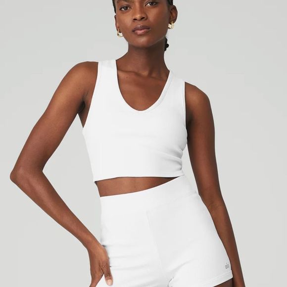 Alo Goddess Ribbed Cropped Racerback Tank - Picture 3 of 12